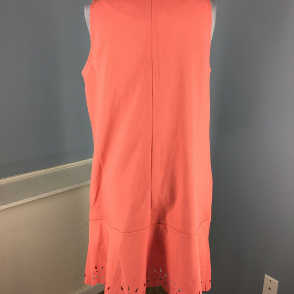 Ann Taylor LOFT L 10 12 P coral dress Scalloped - Picture 4 of 6